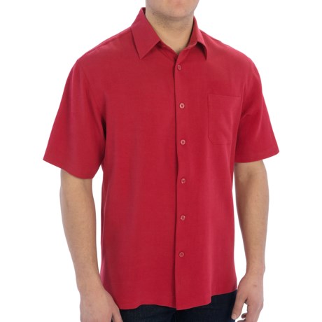 55%OFF メンズスポーツウェアシャツ リネアロッソソリッドシルクワッフルシャツ - ショートスリーブ（男性用） Linea Rosso Solid Silk Waffle Shirt - Short Sleeve (For Men)